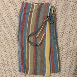 Staud Midi Linen Wrap Skirt